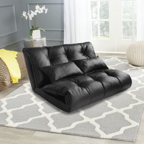 Folding Floor Sofa, Chaise Lounge Sofa Gaming Chair  Furniture, Black, W7917